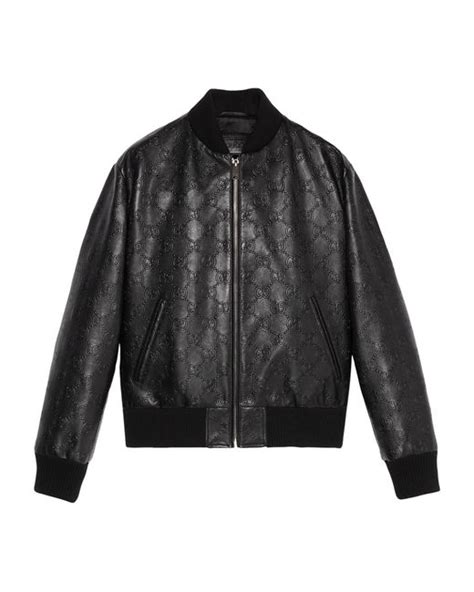 gucci spiritismo bomber jacket replica|GG embossed leather bomber jacket in black .